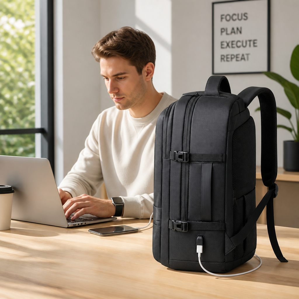 Water-Resistant USB Charging Laptop Backpack