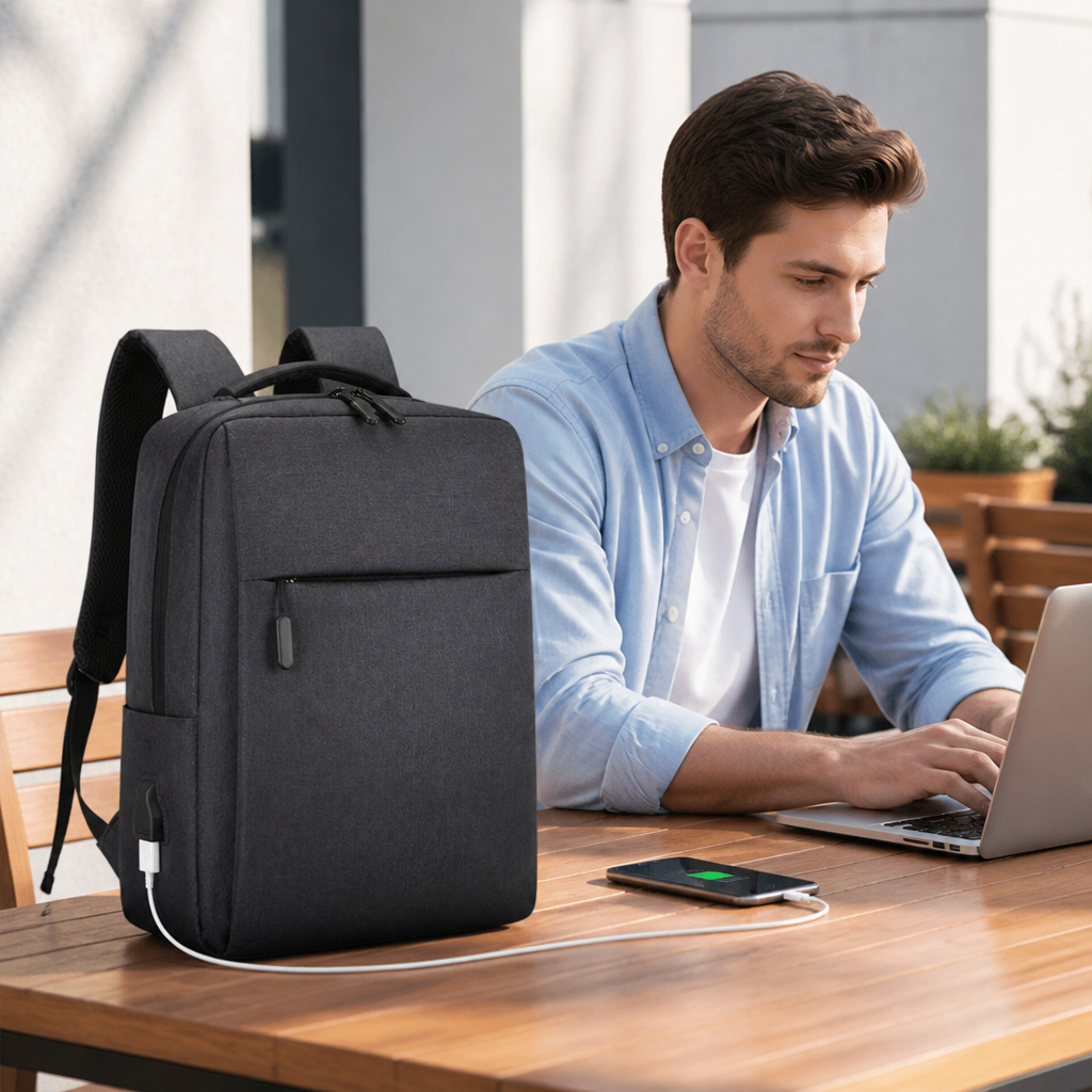 Water-Resistant USB Charging Travel Backpack