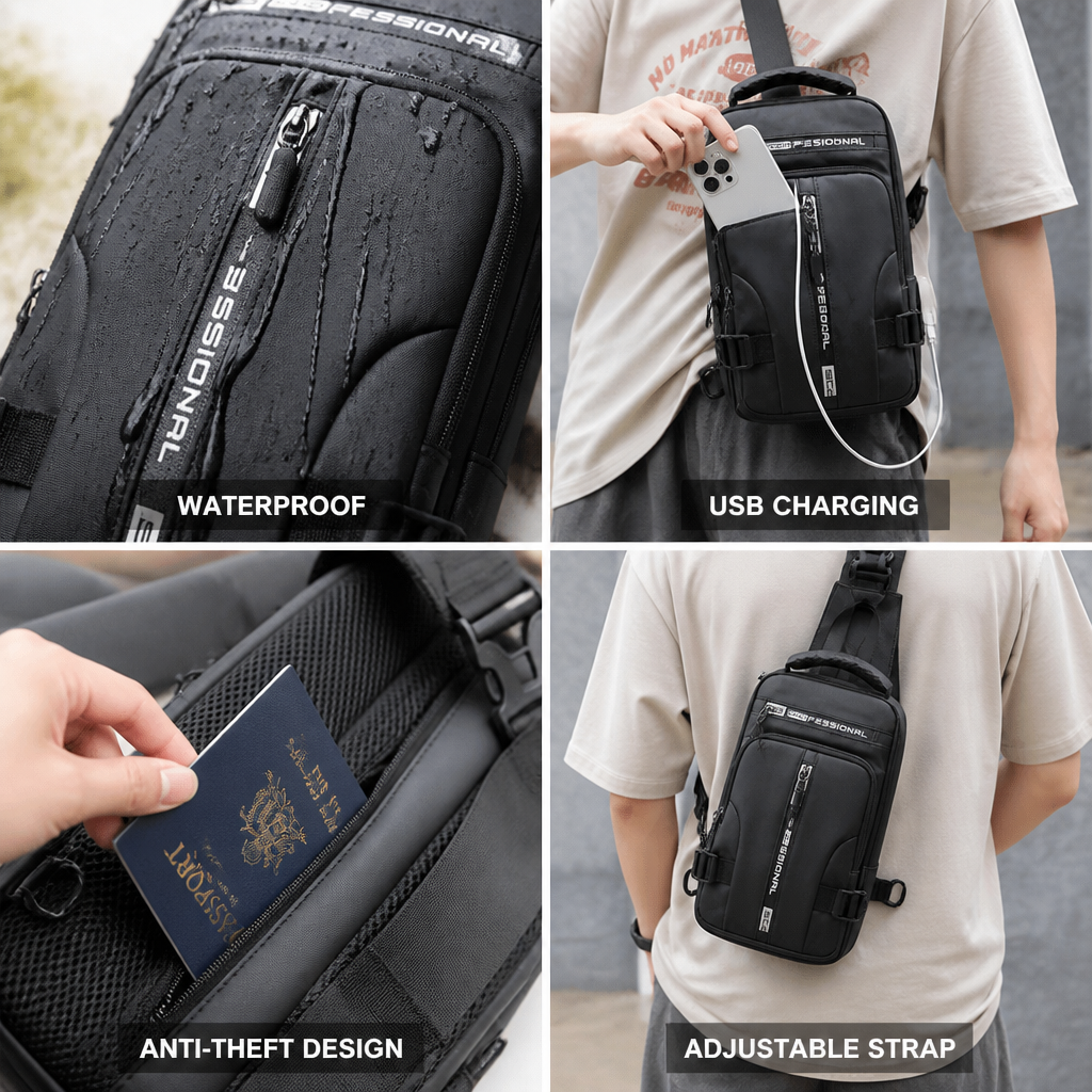 Waterproof Anti-Theft Shoulder Bag With USB Port