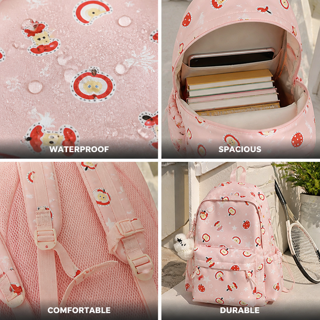 Waterproof Character-Print School Backpack