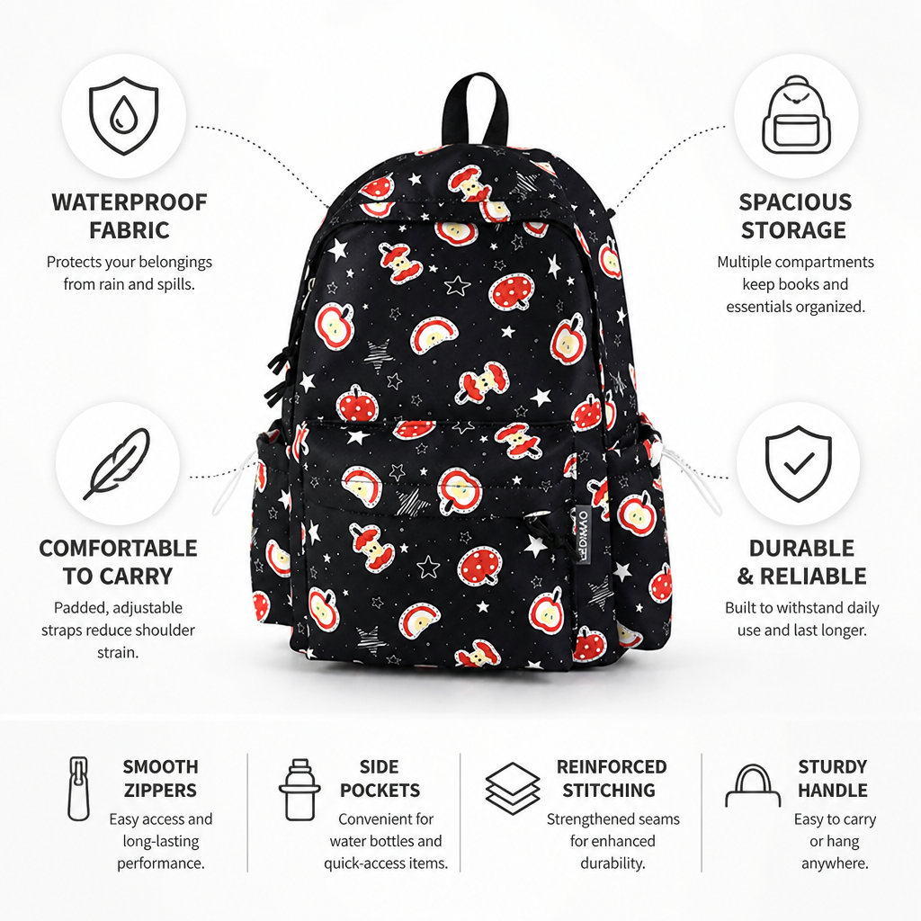 Waterproof Character-Print School Backpack