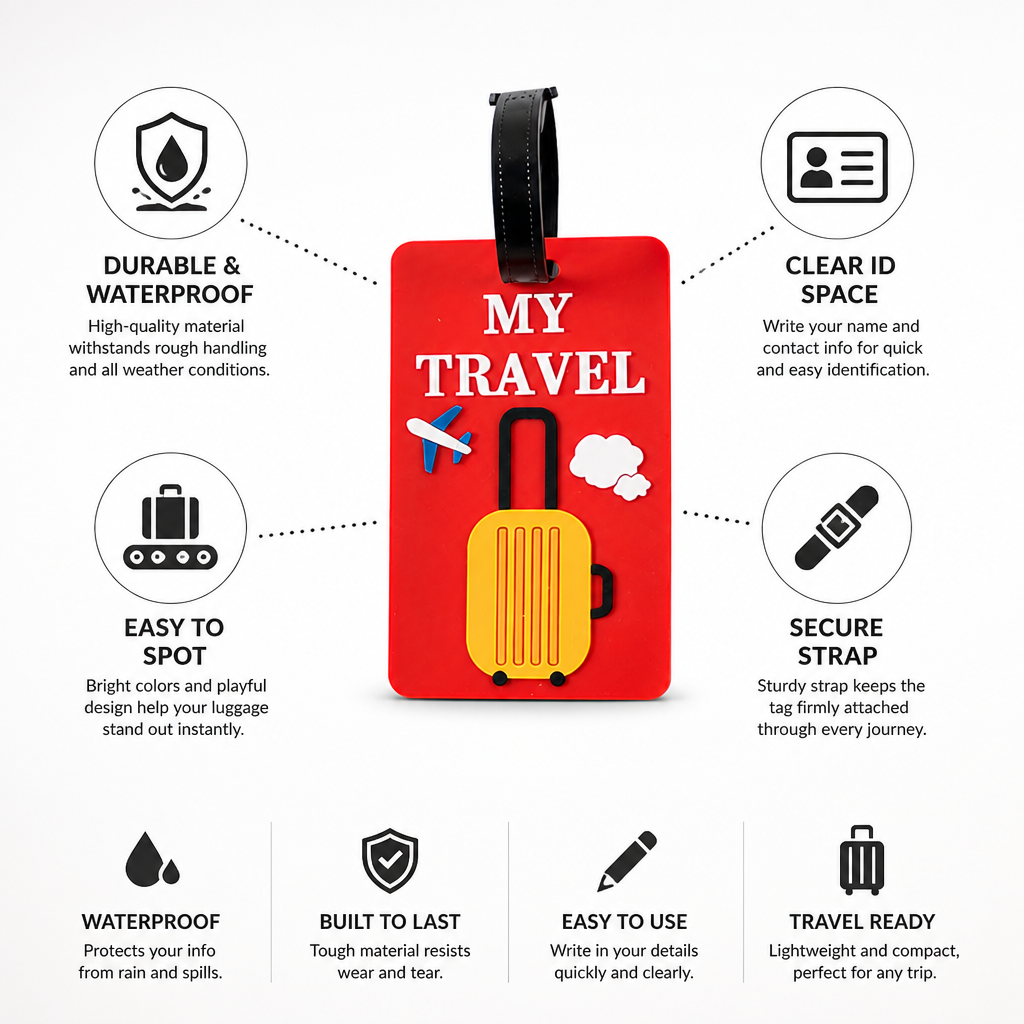 Waterproof Clear-Window Luggage ID Tag (Sturdy Strap)