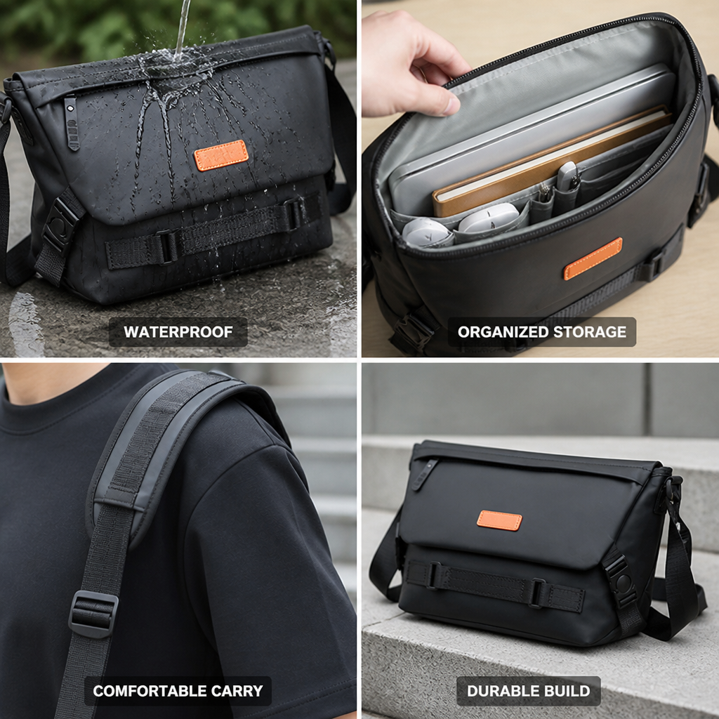 Waterproof Laptop Messenger Bag (Padded Adjustable Strap)