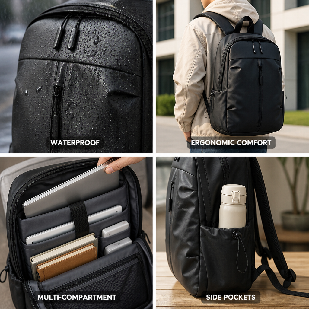 Waterproof Multi-Compartment Laptop Backpack