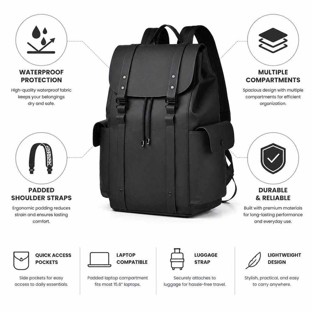 Waterproof Multi-Compartment Rucksack (Padded Straps)