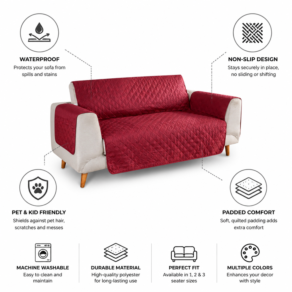 Waterproof Non-Slip Padded Sofa Protector (1-3 Seater)