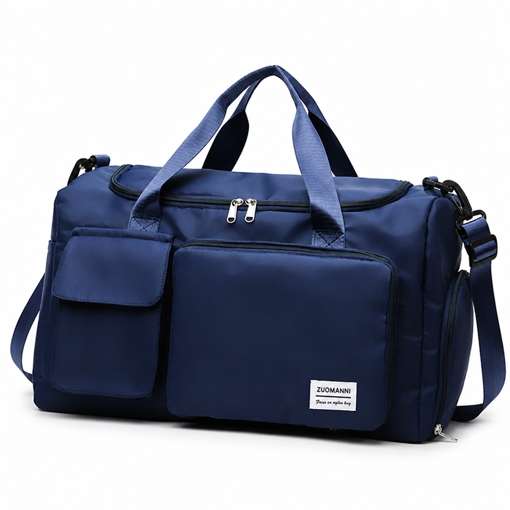 Waterproof Nylon Travel Bag With Shoe Compartment & Pockets