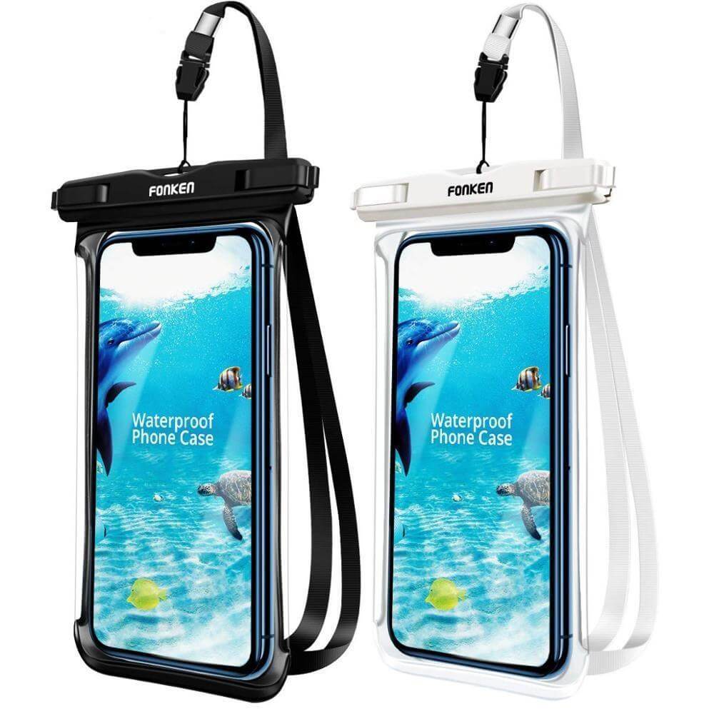 Waterproof Phone Pouch Clear Window Detachable Neck Strap Fits 7-Inch Phones