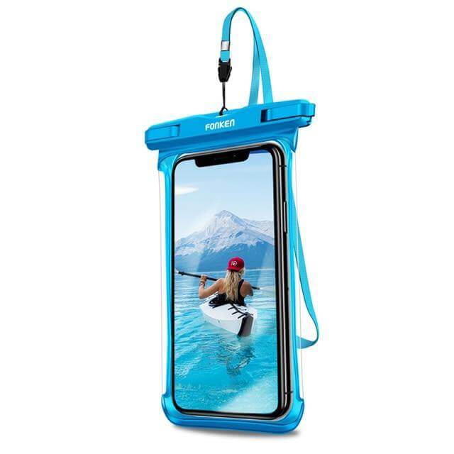 Waterproof Phone Pouch Clear Window Detachable Neck Strap Fits 7-Inch Phones