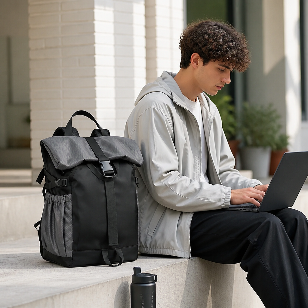 Waterproof Roll-Top Backpack (Padded Laptop Sleeve)