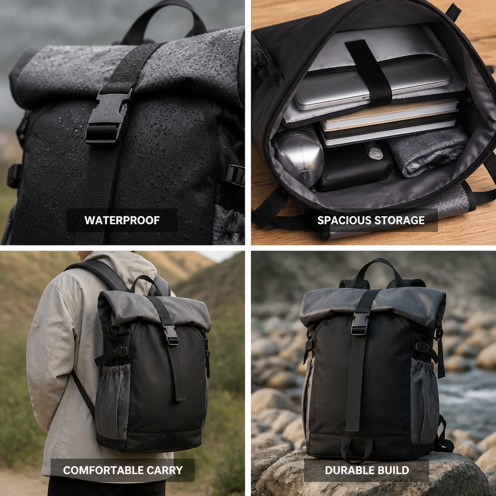 Waterproof Roll-Top Backpack (Padded Laptop Sleeve)