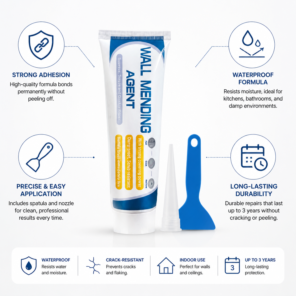 Waterproof Strong Adhesion Wall Repair Paste (Includes Spatula & Nozzle)