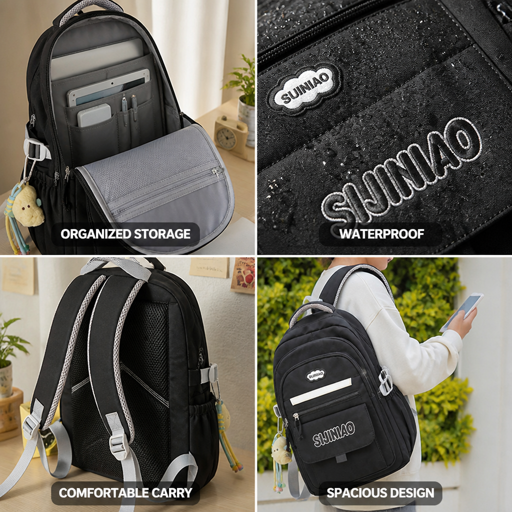 Waterproof Teardrop School Backpack (Laptop & Tablet Pockets)