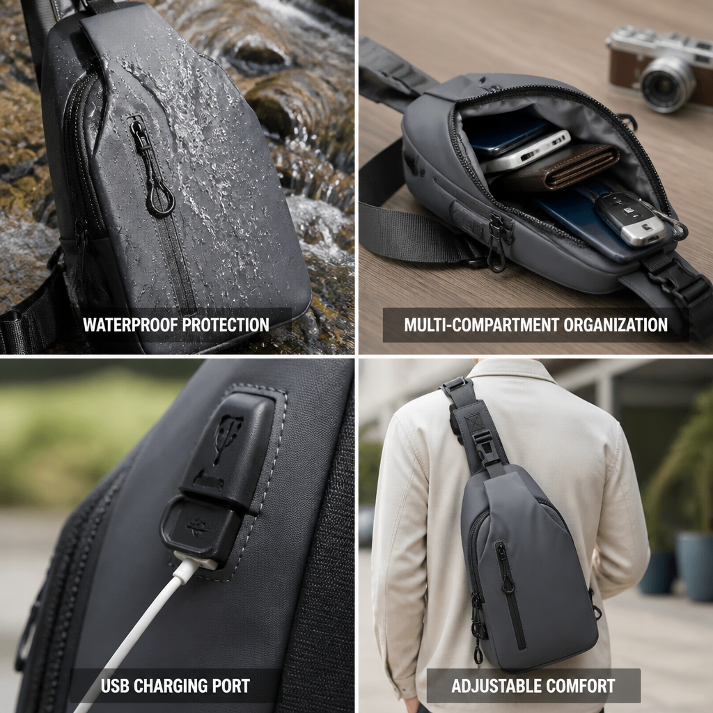 Waterproof USB-Charging Multi-Compartment Explorer Bag