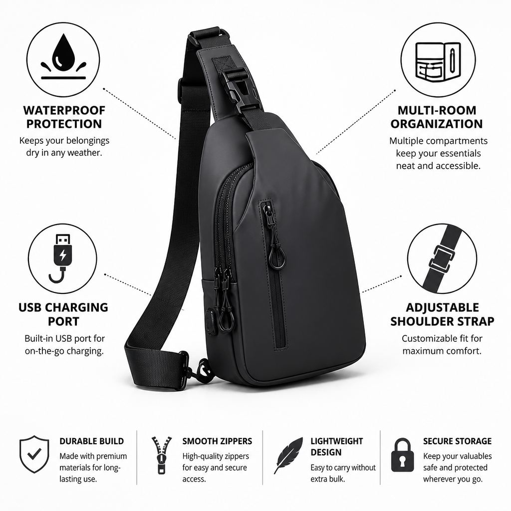 Waterproof USB-Charging Multi-Compartment Explorer Bag