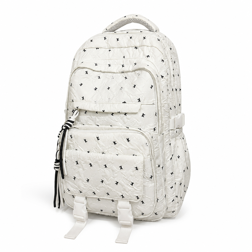 Wear-Resistant Quilted Multi-Compartment School Backpack (Padded Straps)