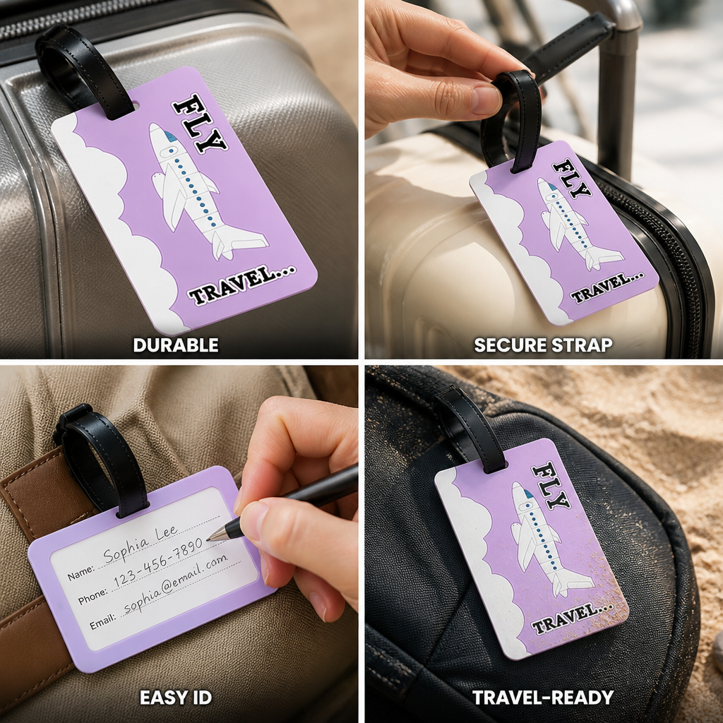 Wear-Resistant & Secure Strap Luggage Tag (Airplane Graphic)