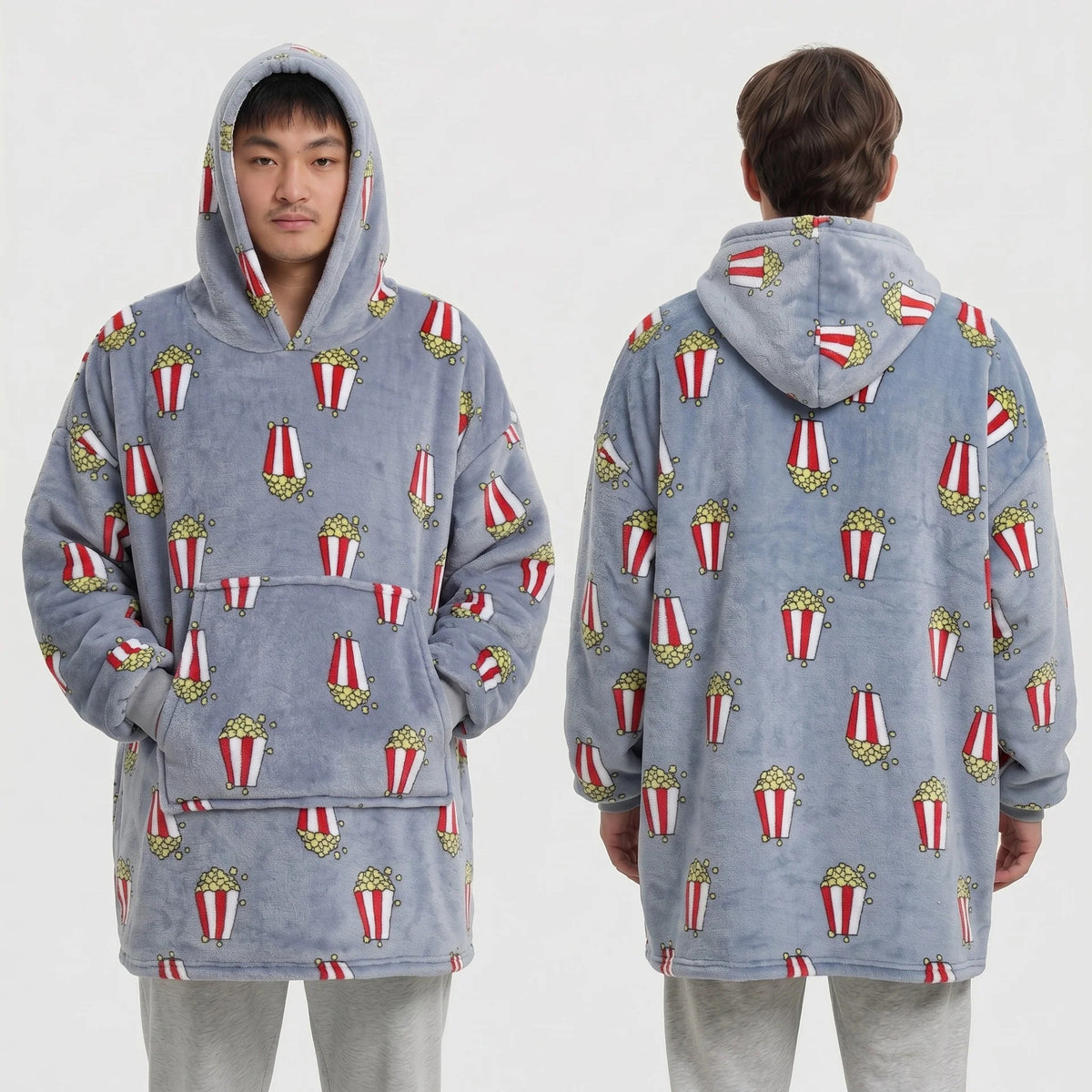 Wearable Blanket Hooded Polyester Fleece Washable