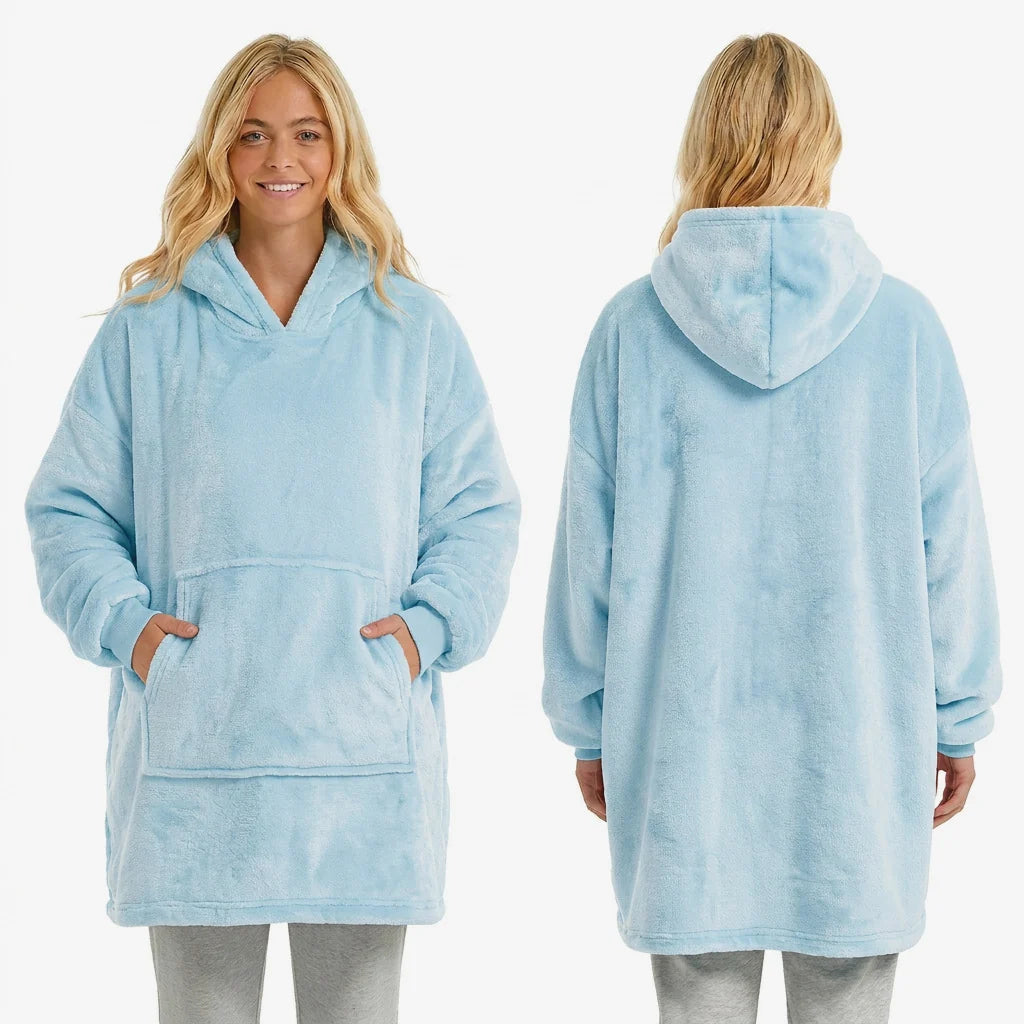 Wearable Blanket Hooded Polyester Fleece Washable