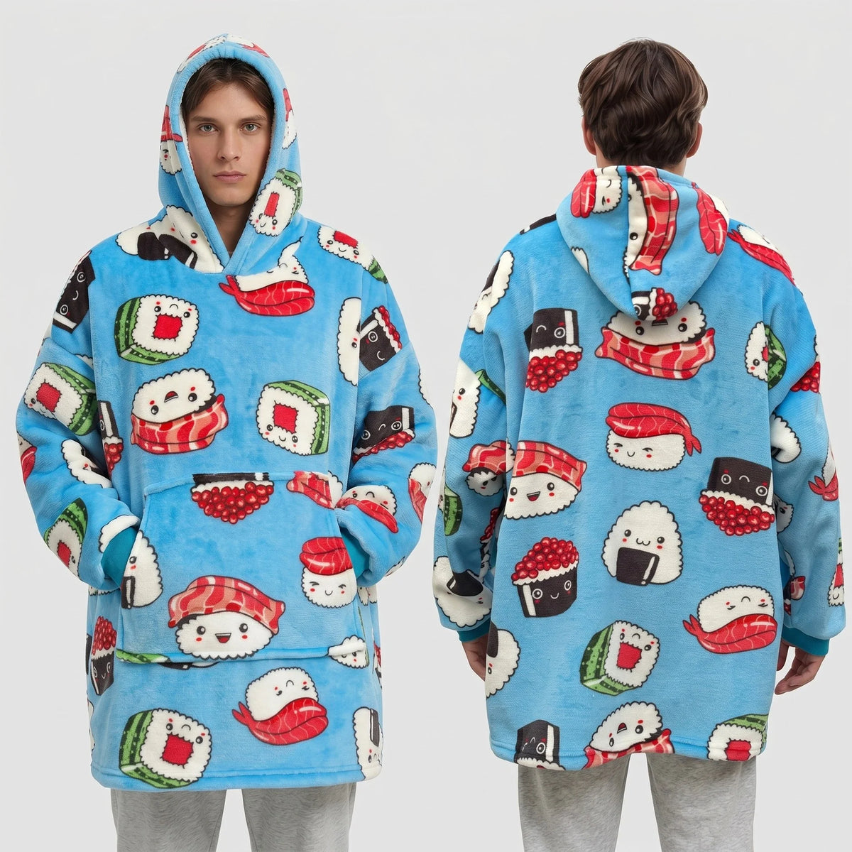 Wearable Blanket Hooded Polyester Fleece Washable