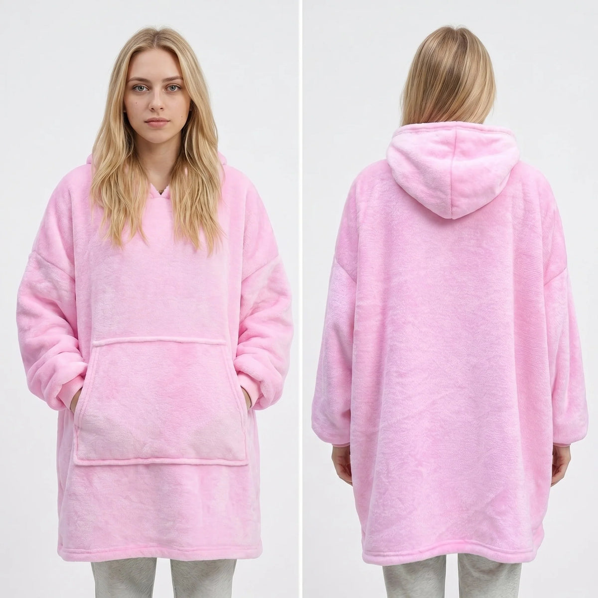 Wearable Blanket Hooded Polyester Fleece Washable