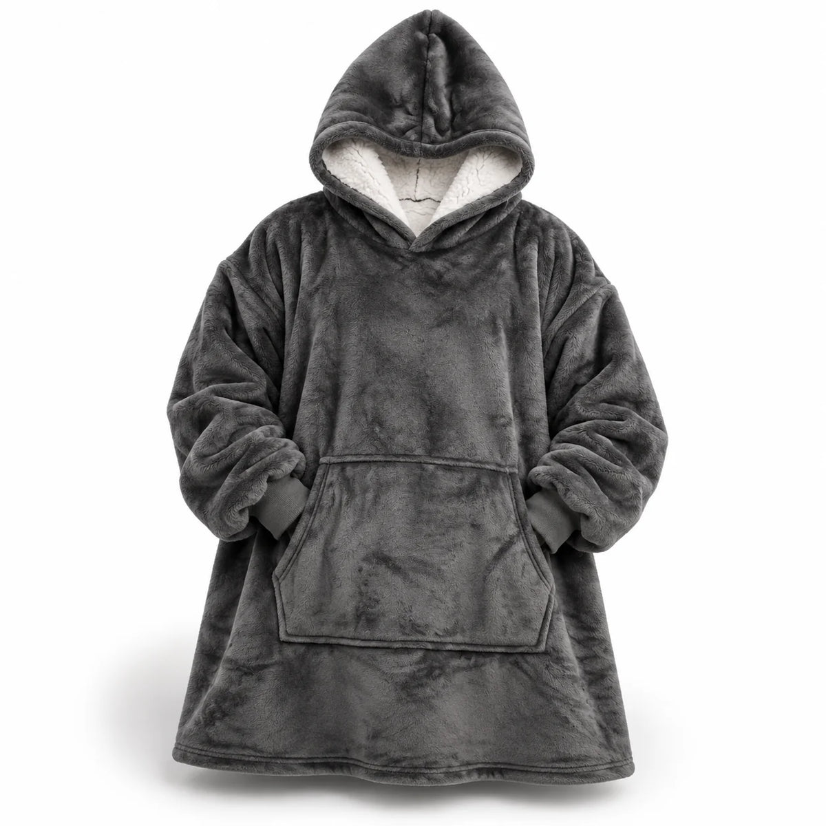 Wearable Blanket Sherpa Fleece Oversized Hood & Pocket