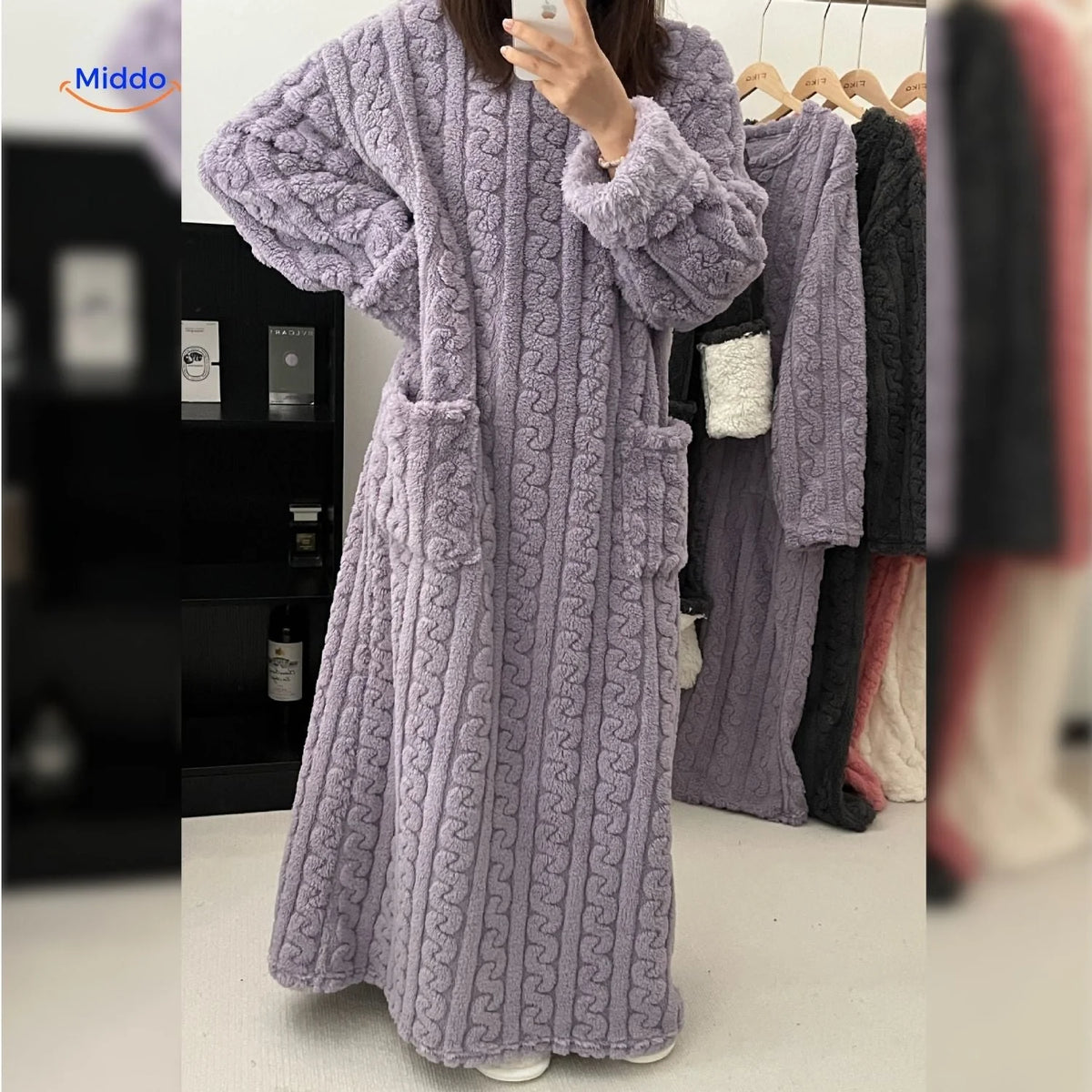 Wearable Blanket Soft Fleece Long Sleeves & Front Pockets
