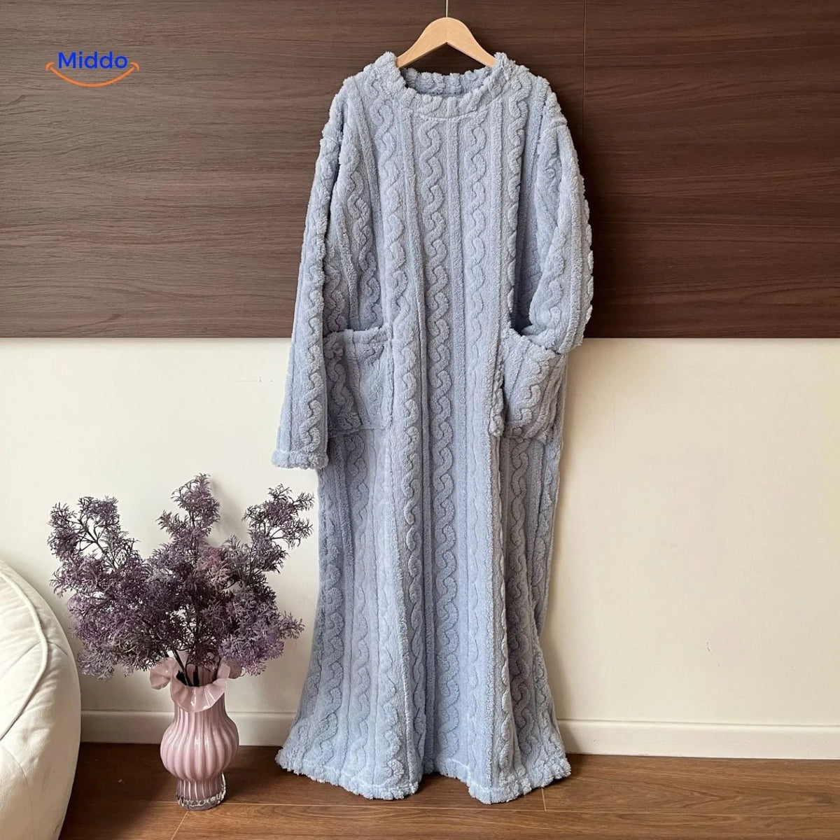 Wearable Blanket Soft Fleece Long Sleeves & Front Pockets