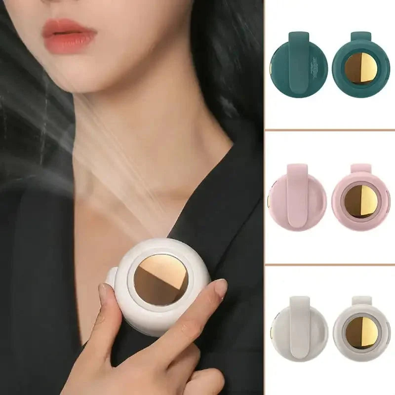 Wearable Clip Fan Bladeless USB Rechargeable 23-Hour Runtime