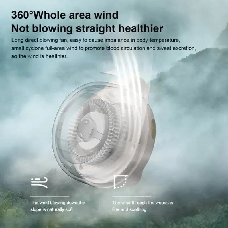 Wearable Clip Fan Bladeless USB Rechargeable 23-Hour Runtime