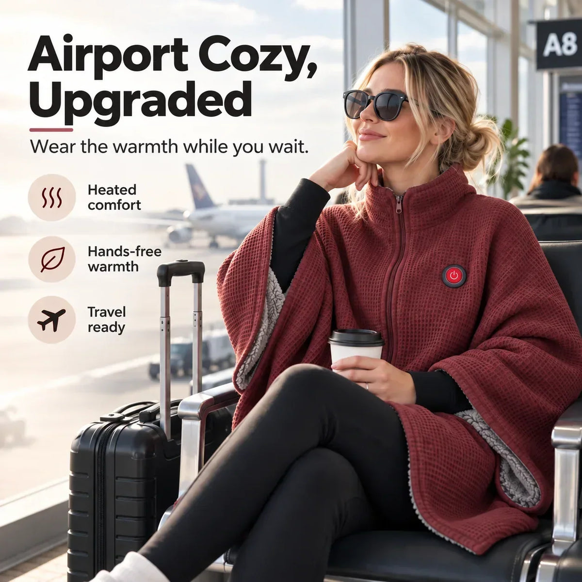 Wearable Heated Blanket USB-Powered 3 Heat Levels Hands-Free Design