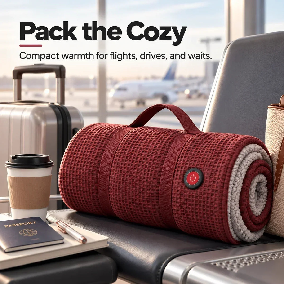 Wearable Heated Blanket USB-Powered 3 Heat Levels Hands-Free Design