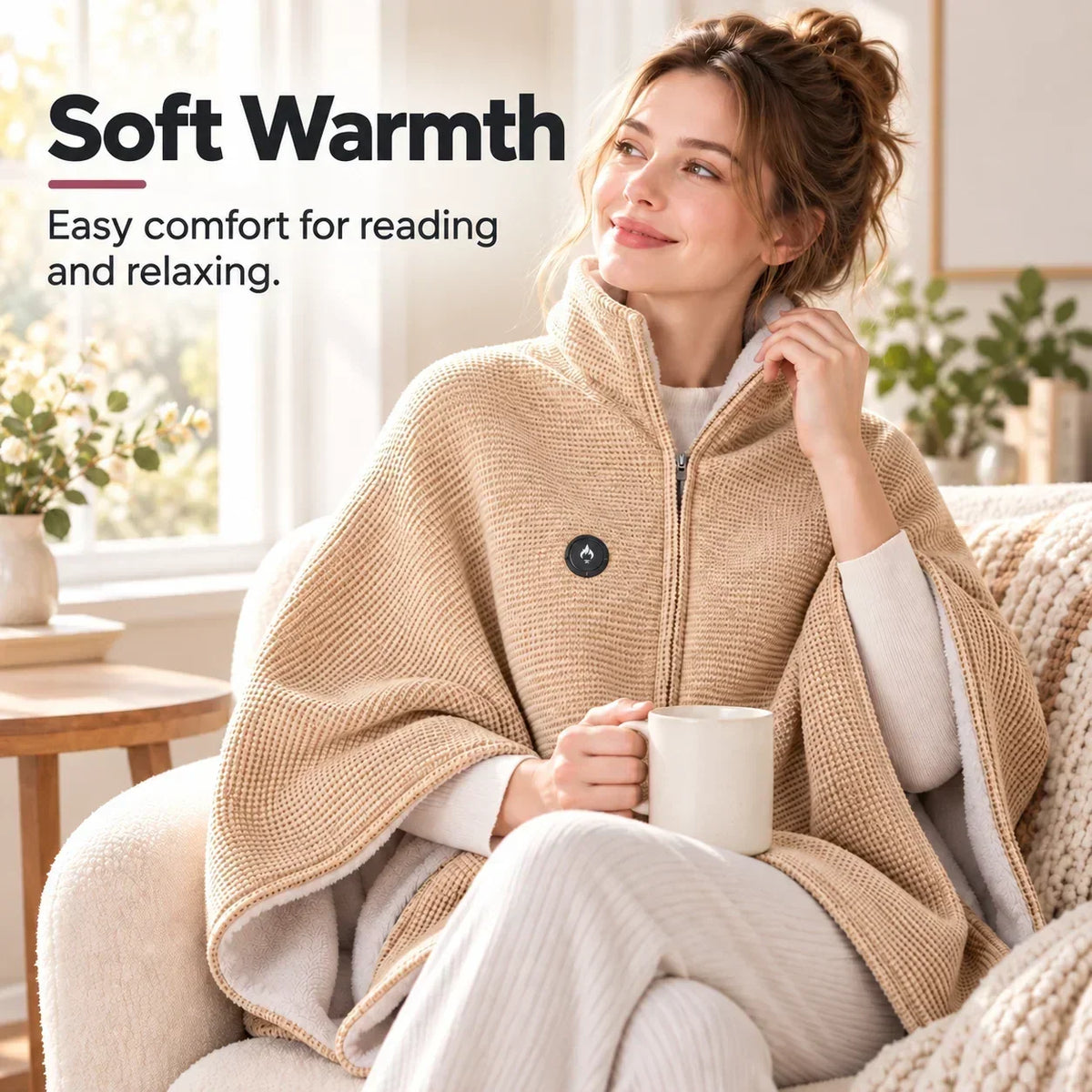 Wearable Heated Blanket USB-Powered 3 Heat Levels Hands-Free Design