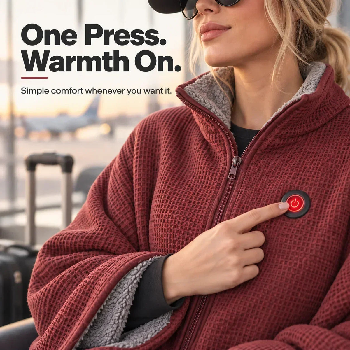 Wearable Heated Blanket USB-Powered 3 Heat Levels Hands-Free Design