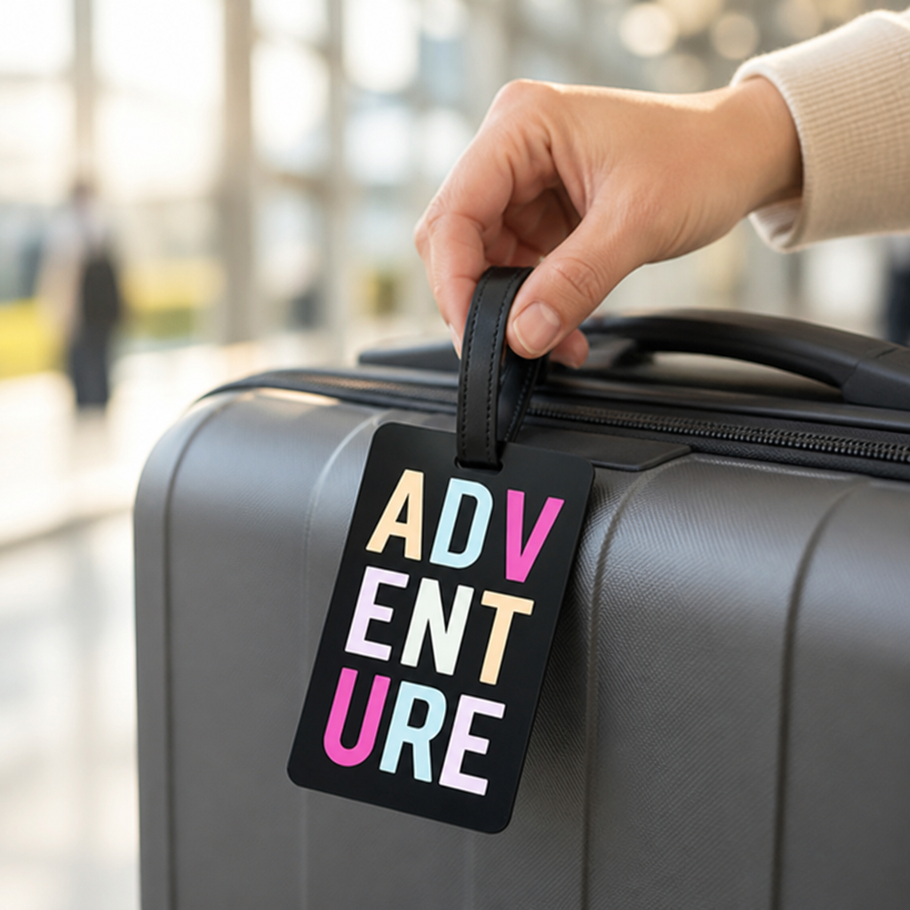 Weather-Resistant Adventure Print Luggage Tag (Secure Strap & ID Slot)