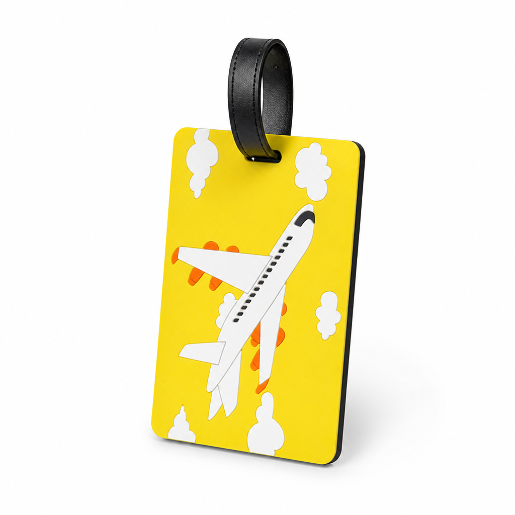 Weather-Resistant Bright Airplane Luggage Tag (Writable Back, Secure Strap)