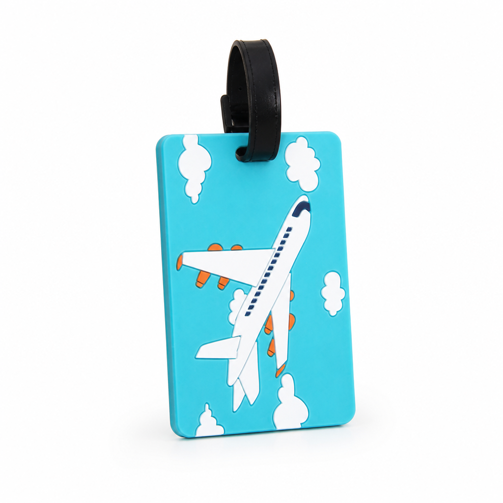 Weather-Resistant Bright Airplane Luggage Tag (Writable Back, Secure Strap)
