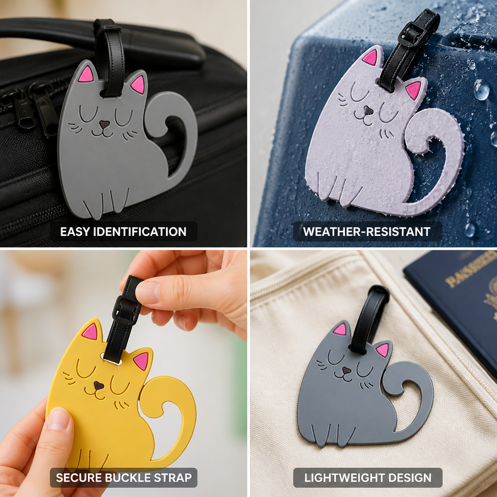 Weather-Resistant Cat-Shaped Luggage Tag (Sturdy Buckle Strap)