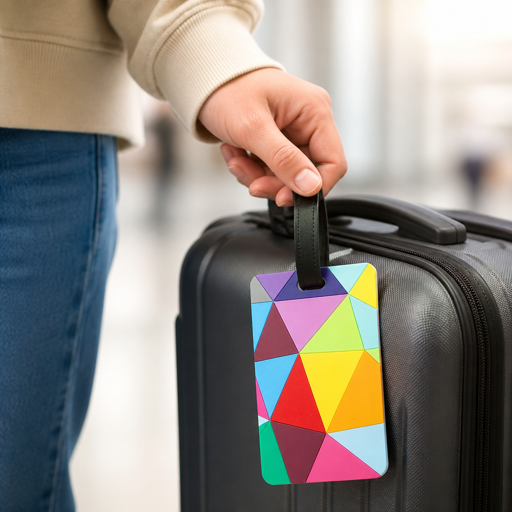 Weather-Resistant Geometric Luggage Tag (Adjustable Strap)