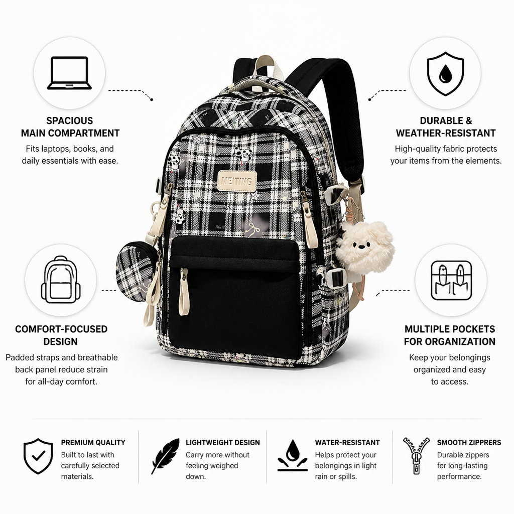Weather-Resistant Laptop-Friendly School Backpack