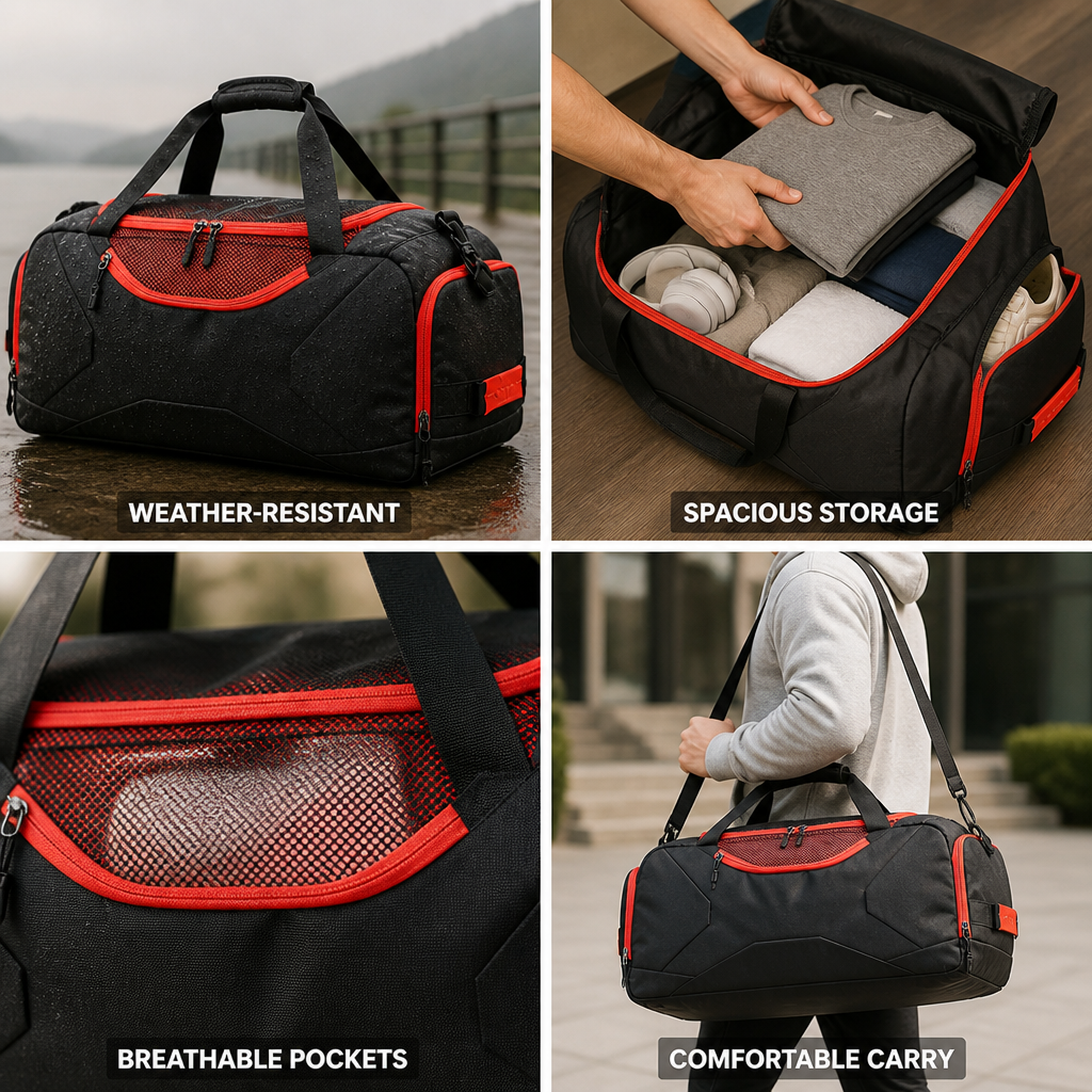Weather-Resistant Large Capacity Multi-Pocket Duffel Bag