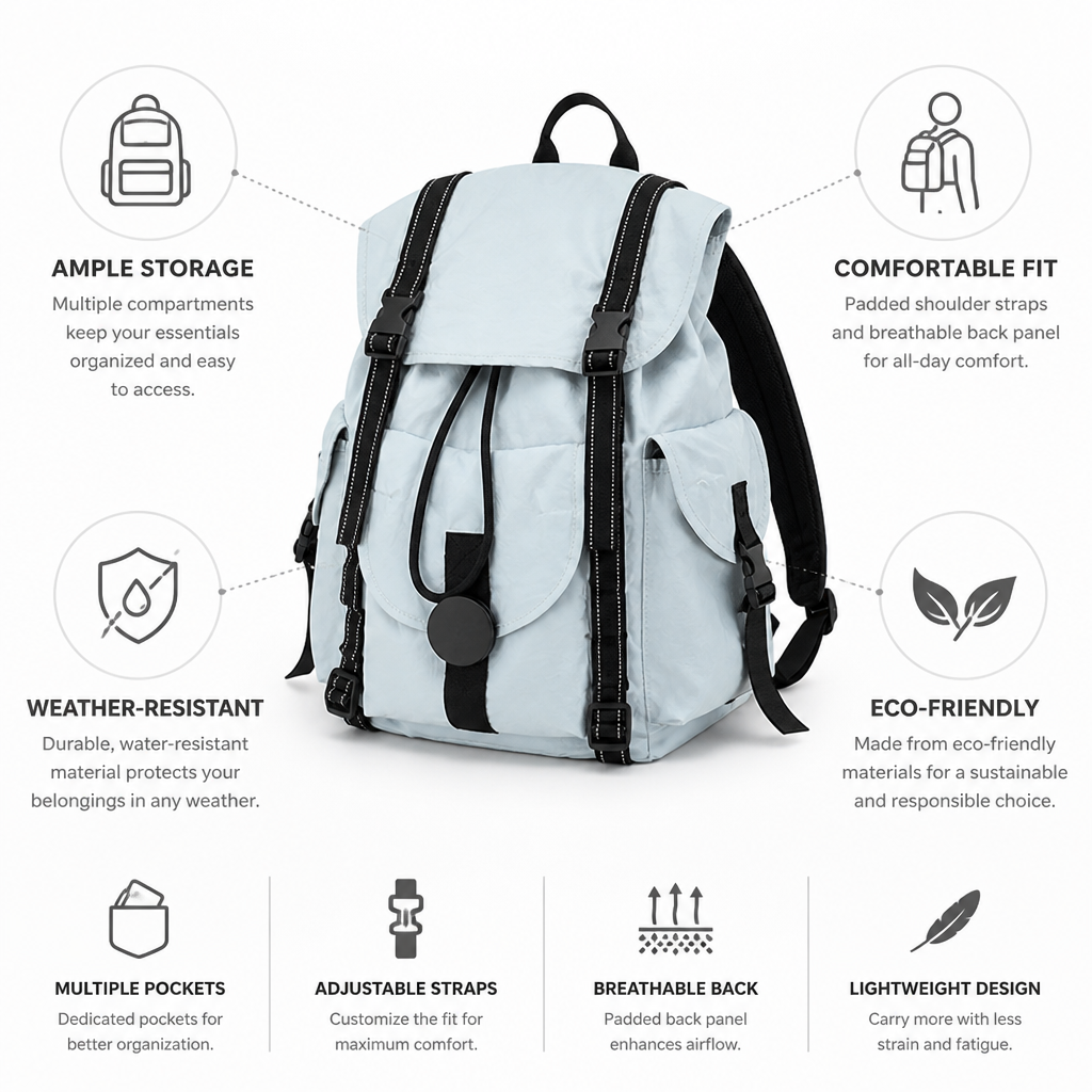 Weather-Resistant Multi-Compartment Backpack (For School & Hiking)