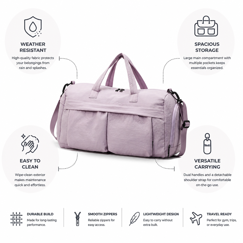 Weather-Resistant Multi-Pocket Travel Duffel Bag