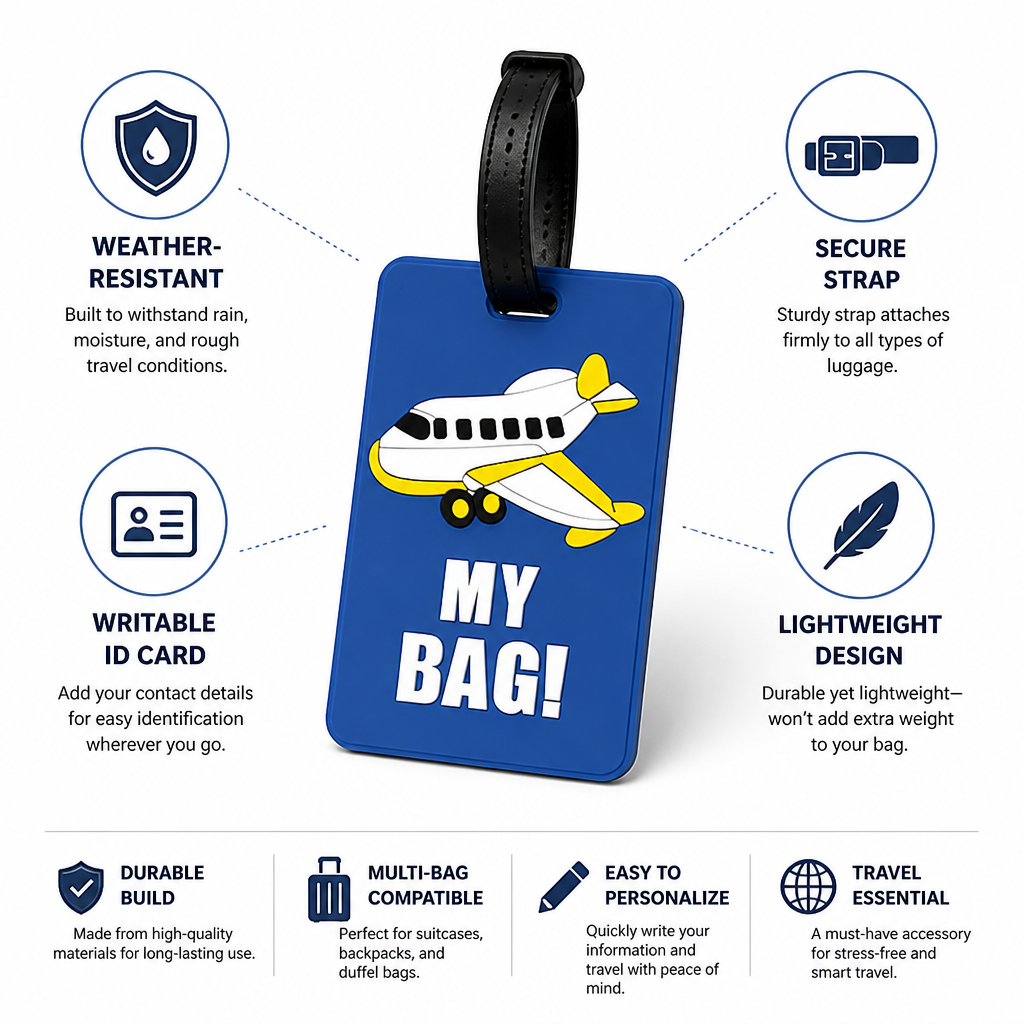 Weather-Resistant & Secure Strap Luggage Tag (Writable ID Card)