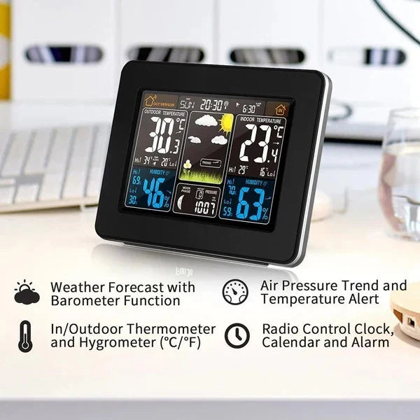 Weather Station Indoor Outdoor Color LCD Atomic Time