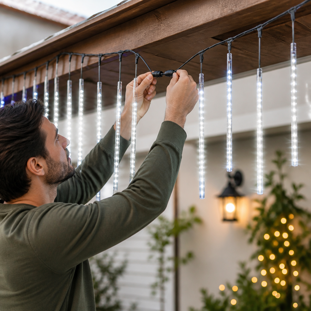 Weatherproof Sequential LED Meteor Shower String Lights (Connectable)