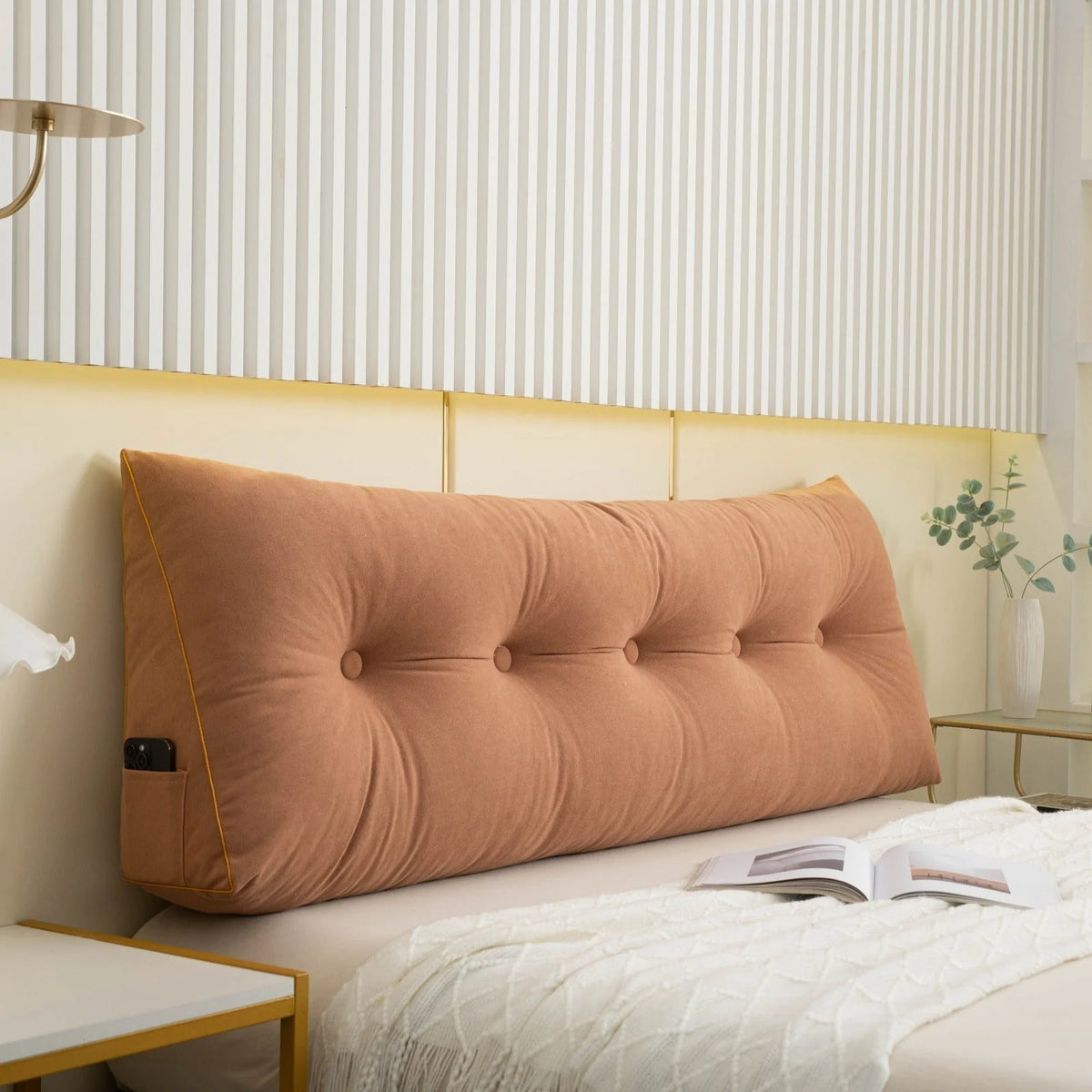Wedge Pillow Angled Support Side Pocket Removable Polyester Cover