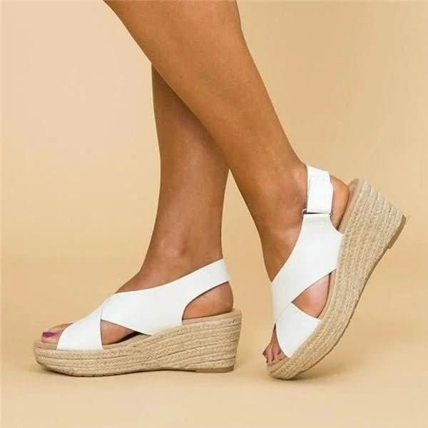 Wedge Sandals Genuine Leather Orthopedic Footbed Adjustable Straps