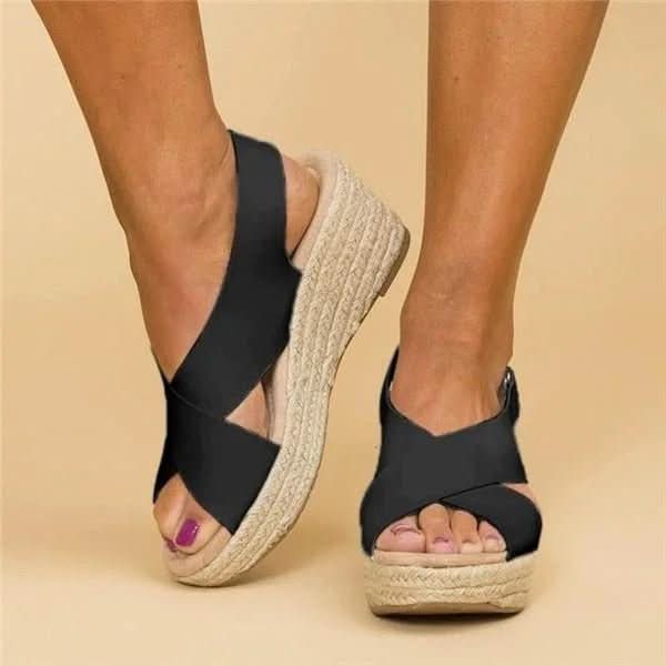 Wedge Sandals Genuine Leather Orthopedic Footbed Adjustable Straps