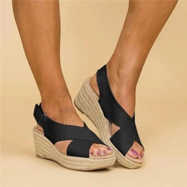 Wedge Sandals Genuine Leather Orthopedic Footbed Adjustable Straps
